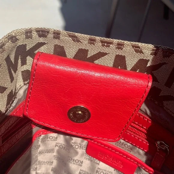 Michael Kors Red and Brown Women's Bag - Picture 13 of 14